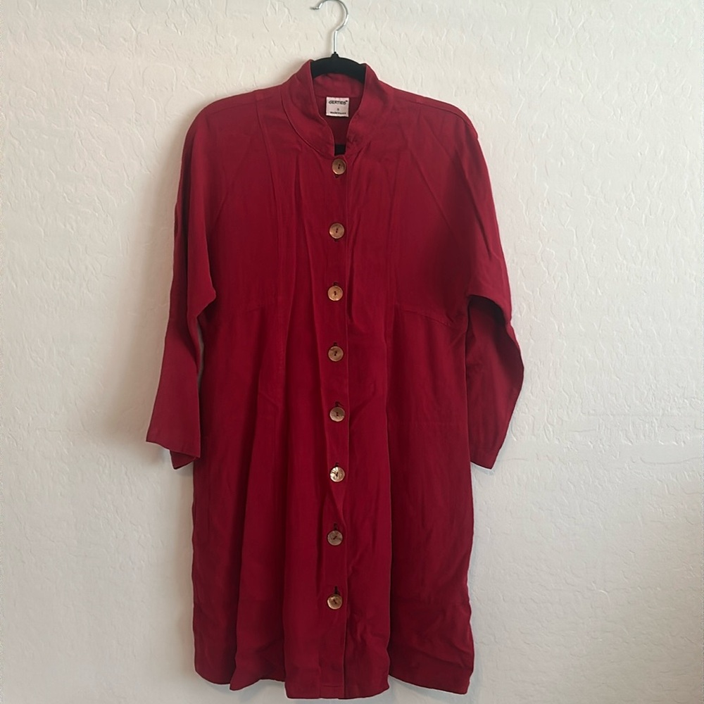 Gertie’s Linen Red Dress with Pockets Size Small.